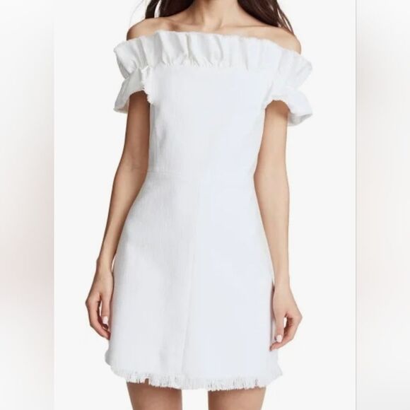 Rebecca Taylor White Off-Shoulder Mini Dress - Picture 1 of 6
